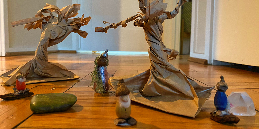 Acorn Gnomes with Peg Doll and Paper Trees