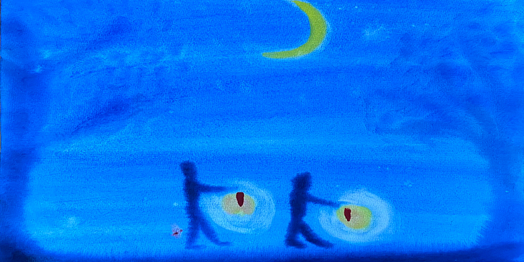 Drawing of Children Holding Lanterns